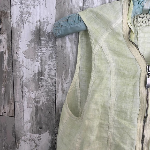 Beulah ramie green zip sleeveless top L - Picture 4 of 9
